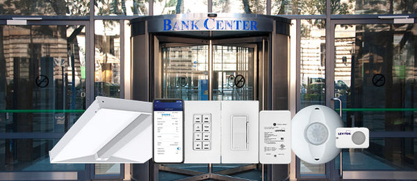 Energy-efficient lighting and controls: LED panel, app, Leviton keypads, dimmer and occupancy sensors