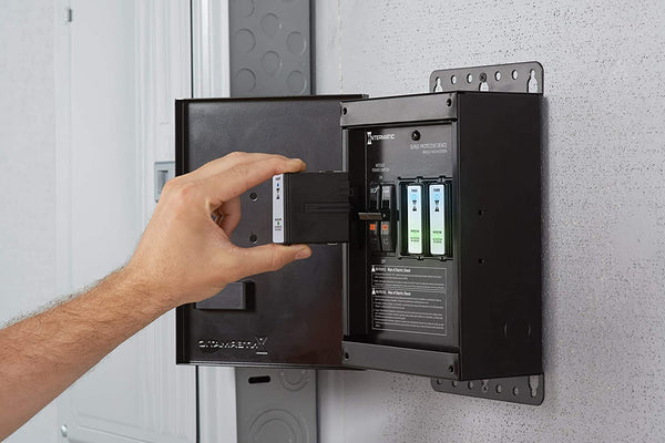 Hand installing a surge protective device into an electrical panel