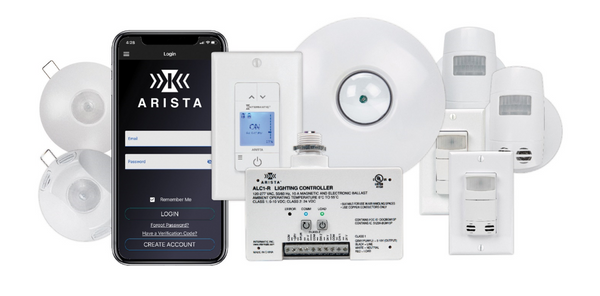 Arista by Intermatic lighting control system: app, ceiling and wall occupancy sensors, ALC-R controller