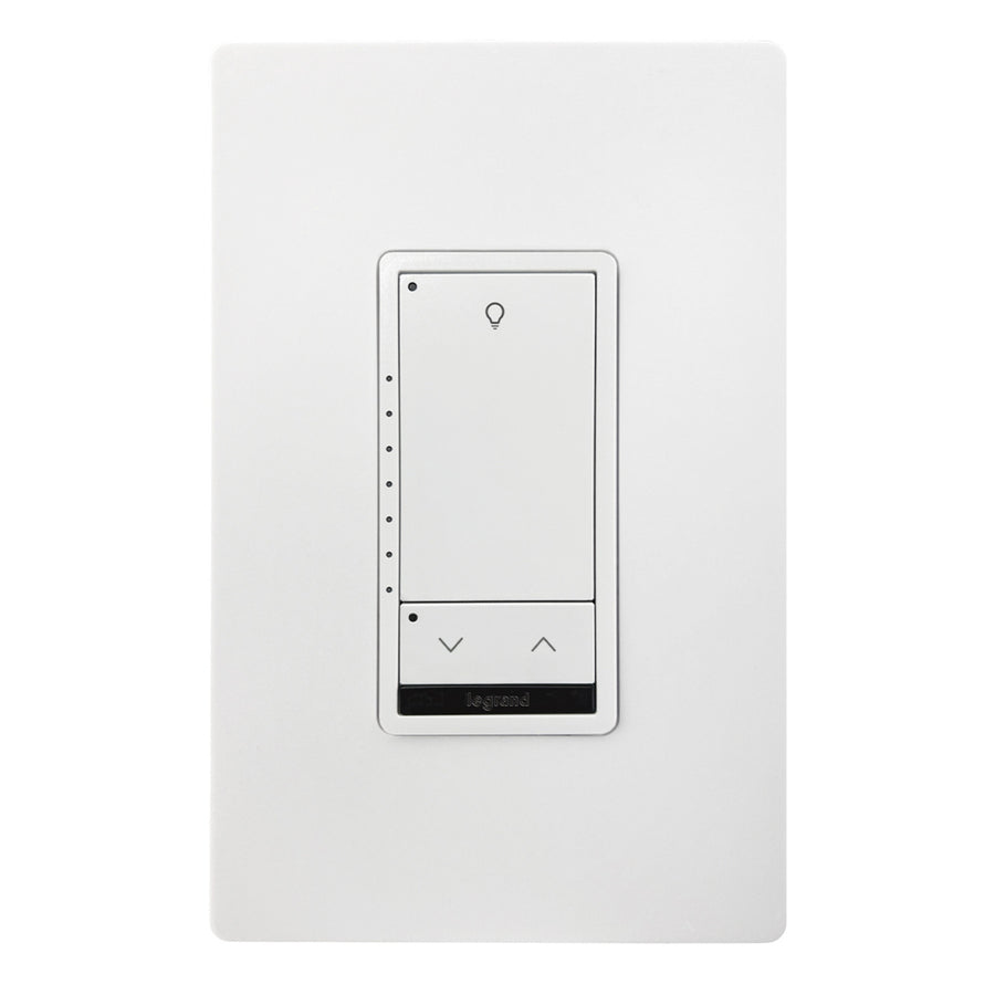 Wattstopper LMSW-211-W-U DLM wired standard wall switch in white, with single button with a dimming rocker, BAA/BABA compliant.