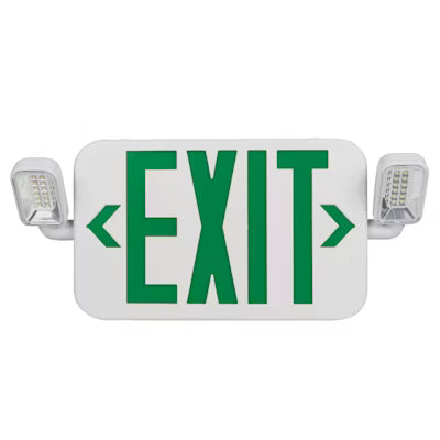 Envision LED, LED Emergency EXit Sign GREEN Single or Double Sided w/ Bug Eye, 1CCT Selectable GREEN, White, LED-EM-EXT-G-WH-CMB