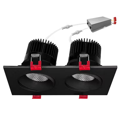 Envision LED 4" Multiple, Double Head, 5CCT Selectable 27K/30K/35K/40K/50K, Black, LED-SQM2-4-30W-5CCT-BLK