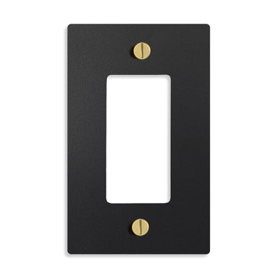 Select Black with Brass, Electrical Receptacle Wall Outlet Faceplate, GFI/Rocker Decorator Light Switch Cover