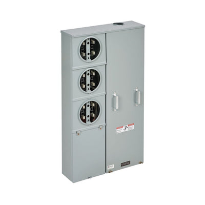 Eaton B-Line NEC 2020, EUSERC, 3 Position Vertical Meter Pack, 100 Amp Unit Meter, 225 Amps Buss, Ring type, 3R, Overhead/Underground, Surface Mount, 2013-MS60