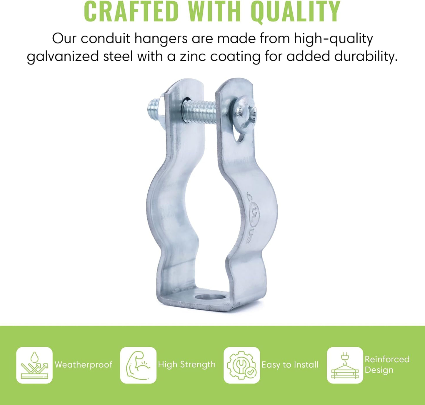 SELECT 50 Pack Lighting Conduit Hanger, 1/2 Inch Electrical Conduit Clamp with Carriage Bolt and Nut, Galvanized Conduit Clamps, Rigid Conduit Pipe Fittings for Mounting