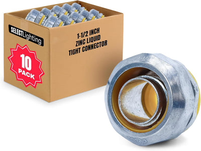 SELECT 10 Pack Lighting 90-Degree Zinc Liquid Tight Connector, 1 Inch Electrical Connectors, Conduit Fittings, Safe and Rust Resistant