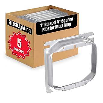 SELECT 10 Pack 1/2-Inch Raised 4-Inch Square (4S) Two Gang Plaster Ring with Angled Slots, Mud Ring for Wiring Connections, Housing Receptacles & Switches
