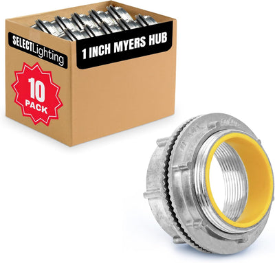 SELECT 1 Pack Lighting Zinc Die Cast Myers Hub, 4 Inch Watertight Conduit Hub with O-ring and Threaded Connection, Liquid Tight Conduit Connector