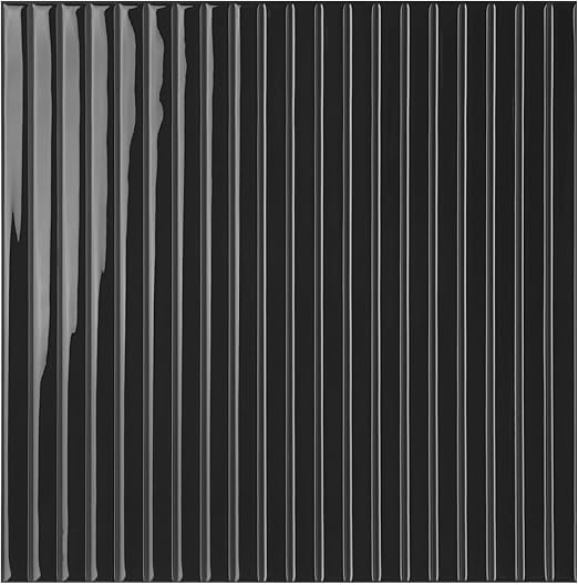 Wall Panel, 3D Fluted Textured Panel (Black, 12" x 12")