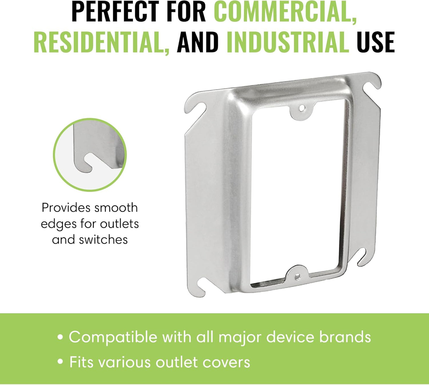 Select 10 Pack 3/4-Inch Raised 4-Inch Square (4S) One Gang Plaster Ring with Angled Slots, Mud Ring for Wiring Connections, Housing Receptacles & Switches