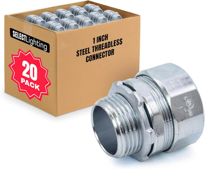 SELECT 30 Pack Lighting Threadless Connector, 3/4 Inch Zinc Plated Steel Compression Connector, Electrical Conduit Fittings for Indoor and Outdoor Use