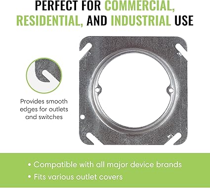 SELECT 10 Pack 3/4-Inch Raised 4-Inch Square (4S) Round Plaster Ring with Angled Slots, Mud Ring for Wiring Connections, Housing Receptacles & Switches