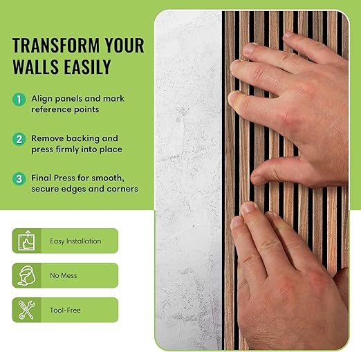 Select 1 Pack Wood Slat Wall Panels, 2’ x 8’ Acoustic Wood Wall Decor, Foam Base Sound Proof Peel and Stick Tile, Wall Art for Home & Room Decor, Living Room & Bedroom, Walnut