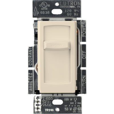 Lutron Skylark Contour Slide-to-Off LED+ Dimmer Switch, 150W LED or 600W Inc/Hal, Single Pole Only, 120V, CT-150-LA, Light Almond