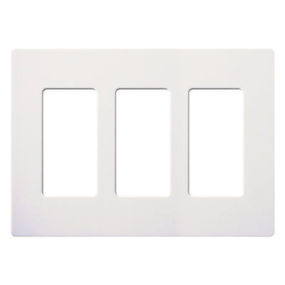 Lutron Claro Wallplate, Three-Gang, Gloss White, CW-3-WH