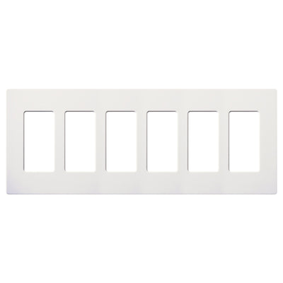 Lutron Claro Wallplate, Six-Gang, Gloss Finish, White, CW-6-WH