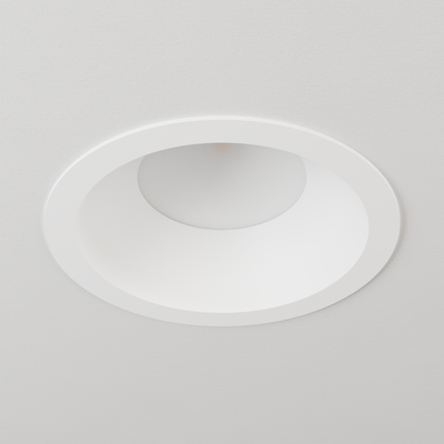DMF Lighting C6TRSWH C-Series 6 inch standard round trim in white, shown in ceiling.