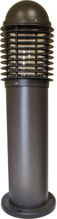 Dabmar Cast Alum Mini Bollard Caged 120V E26 LED 6W 60K, D3390-L6-60K-BZ, Bronze