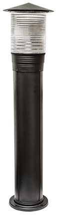 Dabmar Cast Alum Bollard Prism 120V E26 LED 6W 60K, D350-L6-60K-B, Black
