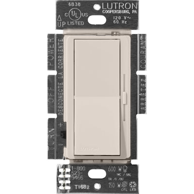 Lutron Diva Dimmer, 277V, 6A, 3-Way, LED/Fluorescent, Taupe, DVSCF-103P-277TP