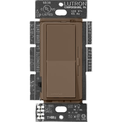 Lutron Diva Dimmer, 120V, 8A, 3-Way, LED/Fluorescent, Espresso, DVSCF-103P-EP