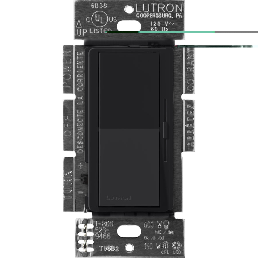 Lutron Diva Dimmer, 8A, 120V, 3-Way, Fluorescent/LED, Midnight, DVSCF-103P-MN