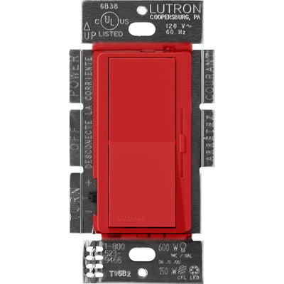 Lutron Diva Dimmer, 600VA, Magnetic Low-Voltage, Single-Pole, Signal Red, DVSCLV-600P-SR