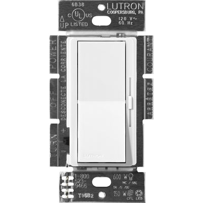 Lutron Diva Dimmer, 600VA, Magnetic Low-Voltage, Single-Pole, Snow, DVSCLV-600P-SW