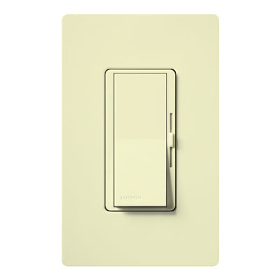 Lutron Diva 0-10V Dimmer, LED/Fluorescent, 30 mA, Single-Pole, 120V, Power Pack Required, Almond, DVTV-AL
