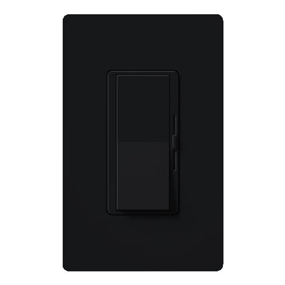 Lutron Diva 0-10V Dimmer, LED/Fluorescent, 30 mA, Single-Pole, 120V, Power Pack Required, Black, DVTV-BL
