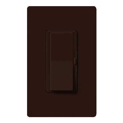 Lutron Diva 0-10V Dimmer, LED/Fluorescent, 30 mA, Single-Pole, 120V, Power Pack Required, Brown, DVTV-BR