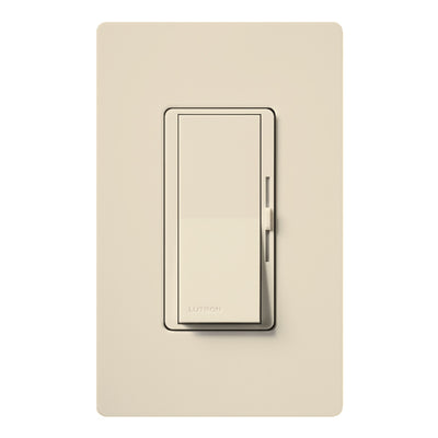 Lutron Diva 0-10V Dimmer, LED/Fluorescent, 30 mA, Single-Pole, 120V, Power Pack Required, Light Almond, DVTV-LA