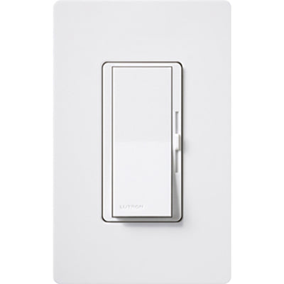Lutron Diva 0-10V Dimmer, LED/Fluorescent, 30 mA, Single-Pole, 120V, Power Pack Required, White, DVTV-WH
