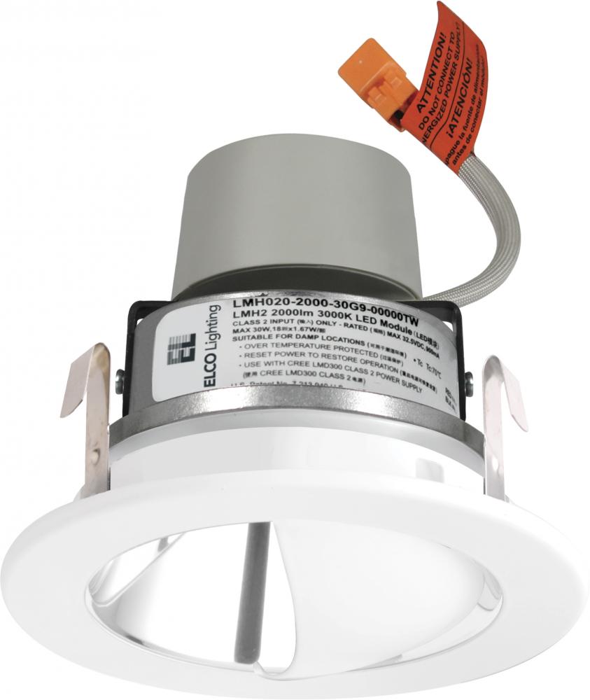 Elco Lighting 4" LED Module & Driver, Wall Wash Trim, 11.4W, 3000K, CRI93+, TRIAC/ELV, Black, E411R0830BB