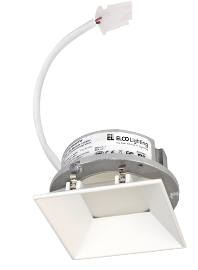 Elco Lighting 4" Square Trimless Reflector LED Light Engine, 8.76W, 2700K, CRI93, 38° Lens, Triac/ELV/0-10V, White, E444C0827W2-F
