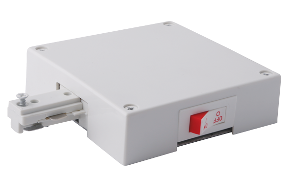 Elco Lighting 2-Circuit Live-End Track Feed with Current Limiter, 5 Amp / 5 Amp, All White, EC840W5A5A