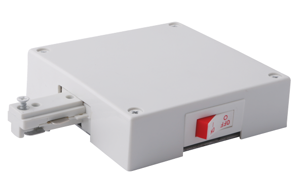 Elco Lighting 2-Circuit Live-End Track Feed with Current Limiter, 12.5 Amp / 12.5 Amp, All White, EC840W12A12A