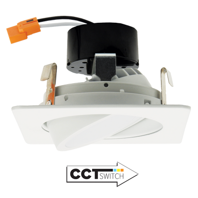 Elco Lighting 4" LED Square Adjustable Gimbal Insert, 11W, CCT Selectable, CRI90+, TRIAC, Black, EL446CT5B