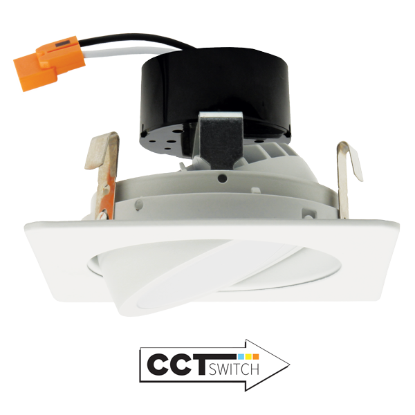 Elco Lighting 4" LED Square Adjustable Gimbal Insert, 11W, CCT Selectable, CRI90+, TRIAC, Black, EL446CT5B