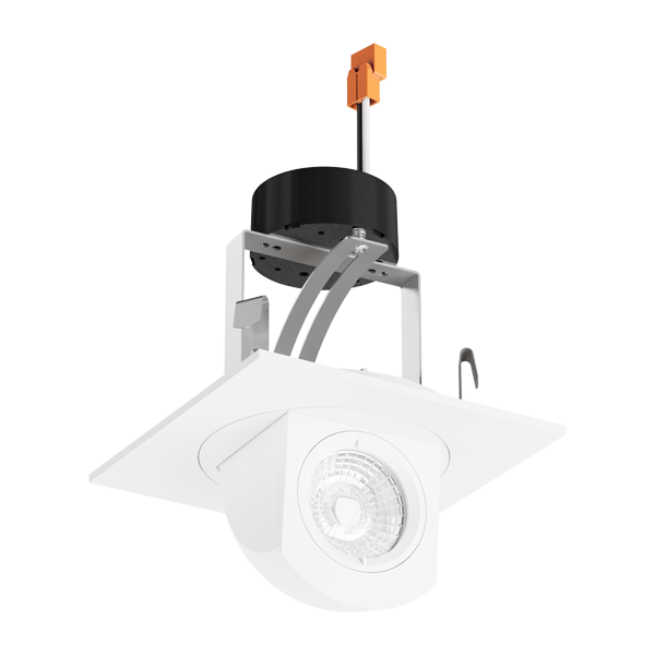 Elco Lighting 4" LED Square Adjustable Pull-Down Insert 2nd Generation, 11W, 3000K, CRI90+, TRIAC, White, EL44730W2
