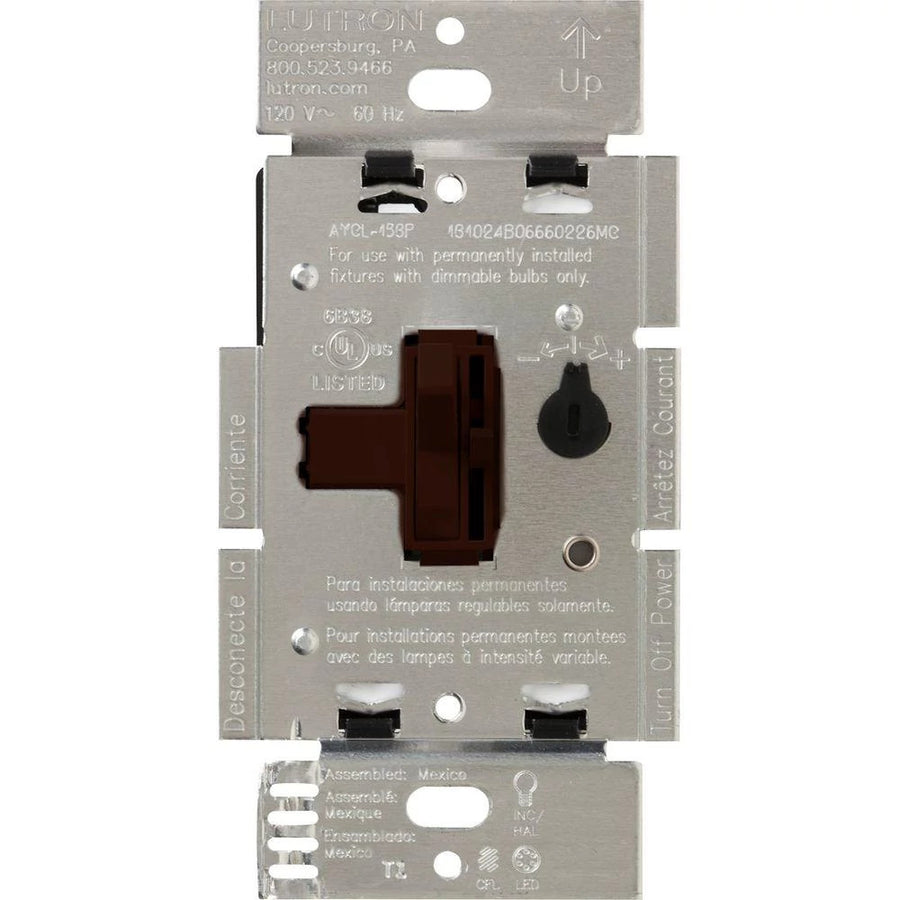 Lutron Ariadni LED+ Dimmer Switch, 250W LED, Single Pole/3-Way, No Neutral Required,120V, AYCL-253P-BR, Brown