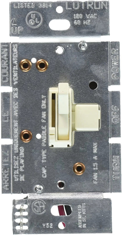 Lutron Ariadni Quiet Fan Speed Control, 1.5A, 120V, 3-Speed, Almond, AYFSQ-F-AL