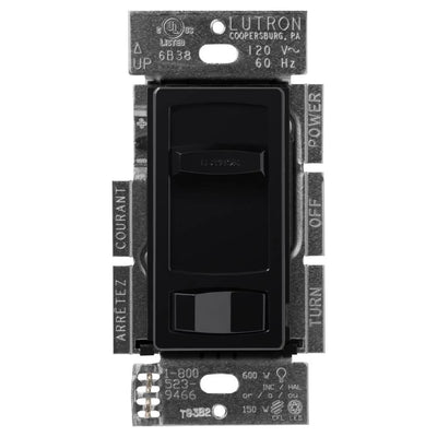 Lutron Skylark Contour LED+ Dimmer Switch, No Neutral Required, 150W LED or 600W Inc/Hal, 120V, Single Pole/3-Way, CTCL-153P-BL, Black