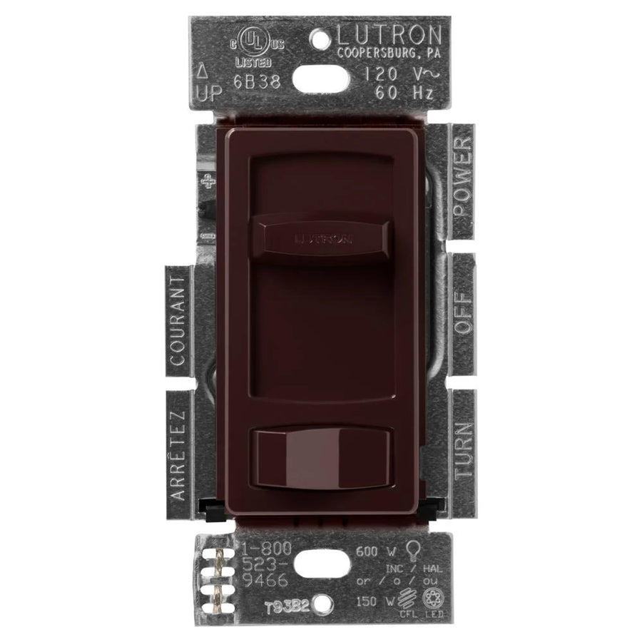 Lutron Skylark Contour LED+ Dimmer Switch, No Neutral Required, 150W LED or 600W Inc/Hal, 120V, Single Pole/3-Way, CTCL-153P-BR, Brown