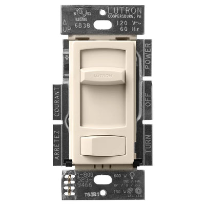 Lutron Skylark Contour LED+ Dimmer Switch, No Neutral Required, 150W LED or 600W Inc/Hal, 120V, Single Pole/3-Way, CTCL-153P-LA, Light Almond