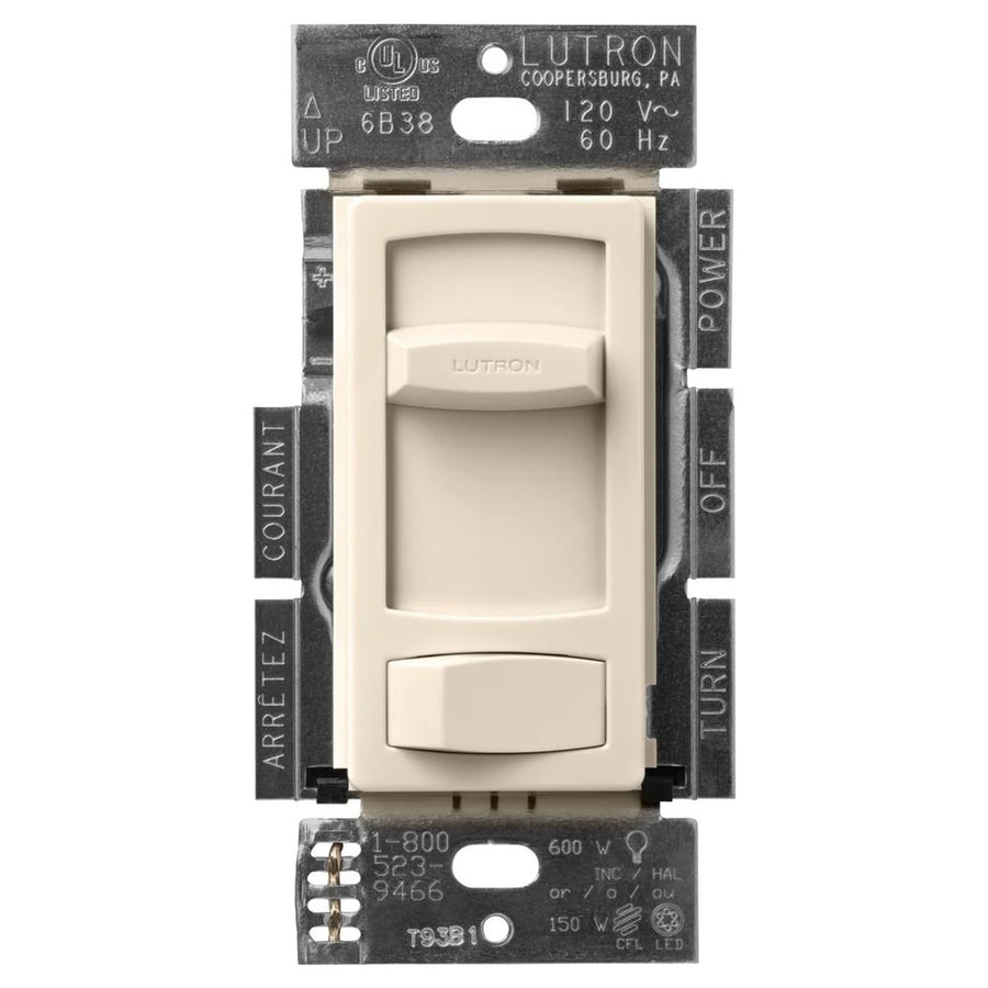 Lutron Skylark Contour LED+ Dimmer Switch, No Neutral Required, 150W LED or 600W Inc/Hal, 120V, Single Pole/3-Way, CTCL-153P-LA, Light Almond