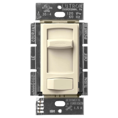 Lutron Skylark Contour Quiet 3-Speed Fan Control, No Neutral Required, 1.5A 3-Speed Ceiling Fan, 120V, Single Pole/3-Way, CTFSQ-F-AL, Almond