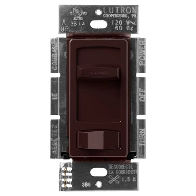 Lutron Skylark Contour Quiet 3-Speed Fan Control, No Neutral Required, 1.5A 3-Speed Ceiling Fan, 120V, Single Pole/3-Way, CTFSQ-F-BR, Brown