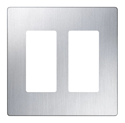 Lutron Claro Wallplate, Two-Gang, Stainless Steel, CW-2-SS
