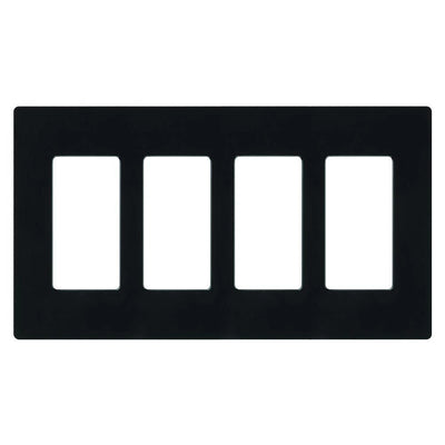 Lutron Claro Wallplate, Four-Gang, Gloss Black, CW-4-BL